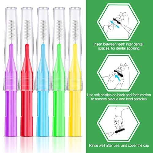 350 Pieces Braces Brush Interdental Brush Floss Brushes, Flosser Toothpick Oral Dental Hygiene Cleaners Soft Gum Picks Brow Brushes Dental Cleaners Tooth Cleaning Tool, Mixed Color(null) 6