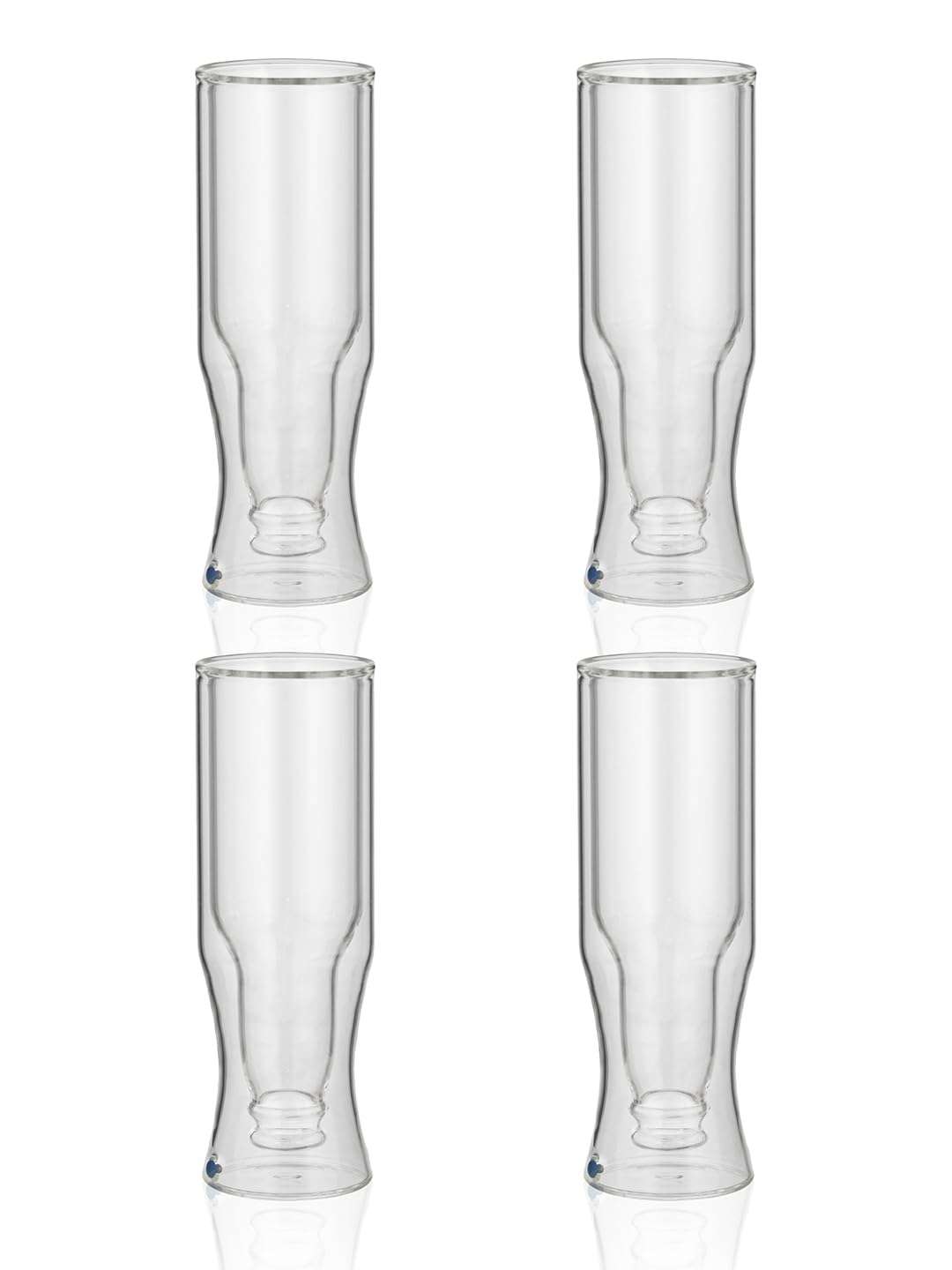 Trovea's Double Wall Inverted Bottle Shape Beer Glass Set of 4 6