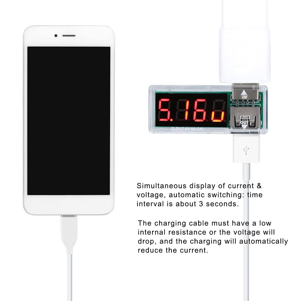 Mavaol 2 Pieces USB Detector Voltage Current Tester Voltmeter Ammeter Portable for Mobile Phone Users (Weiß) 6