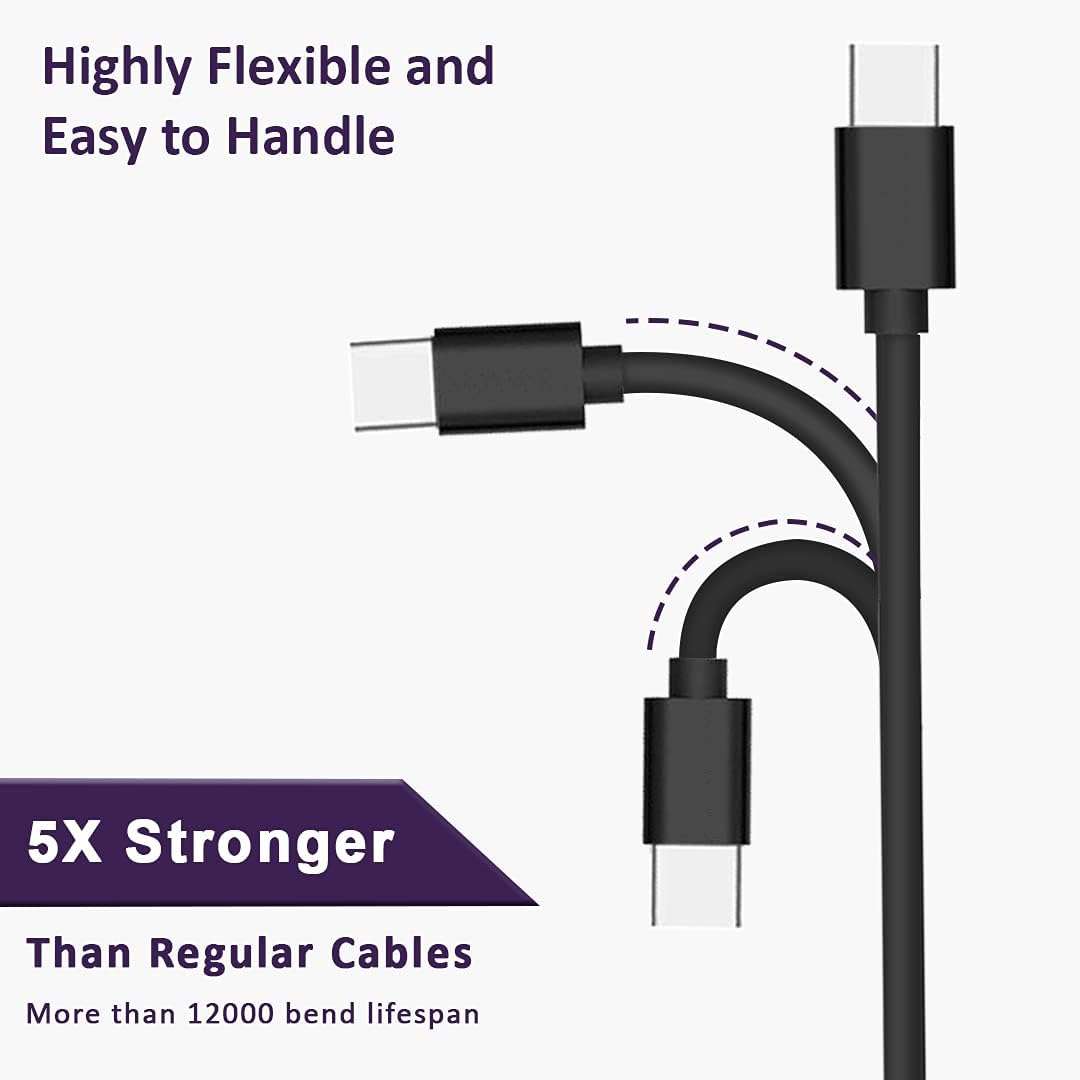 Type-C to Type-C Cable for Samsung Galaxy A53 5G Original USB Data & Charging Cable PD Dash WRAP Fast Charging Cable 60W High Speed Rapid Fast Turbo QC 3.0 Charging Cable (Black, 4Amp, RVT.A1) 6