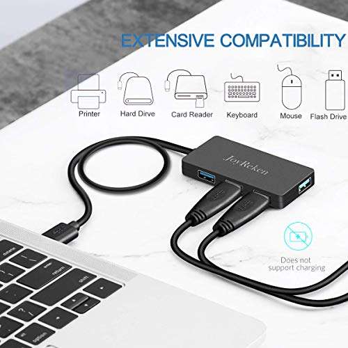USB Hub Long Cord, JoyReken 4 Port USB 3.0 Hub with 2 FT Long Cable, USB Exrension Hub for PC, Desktop, Laptop, MacBook, Surface, Ultrabooks, Flash Drive, Mobile HDD 4