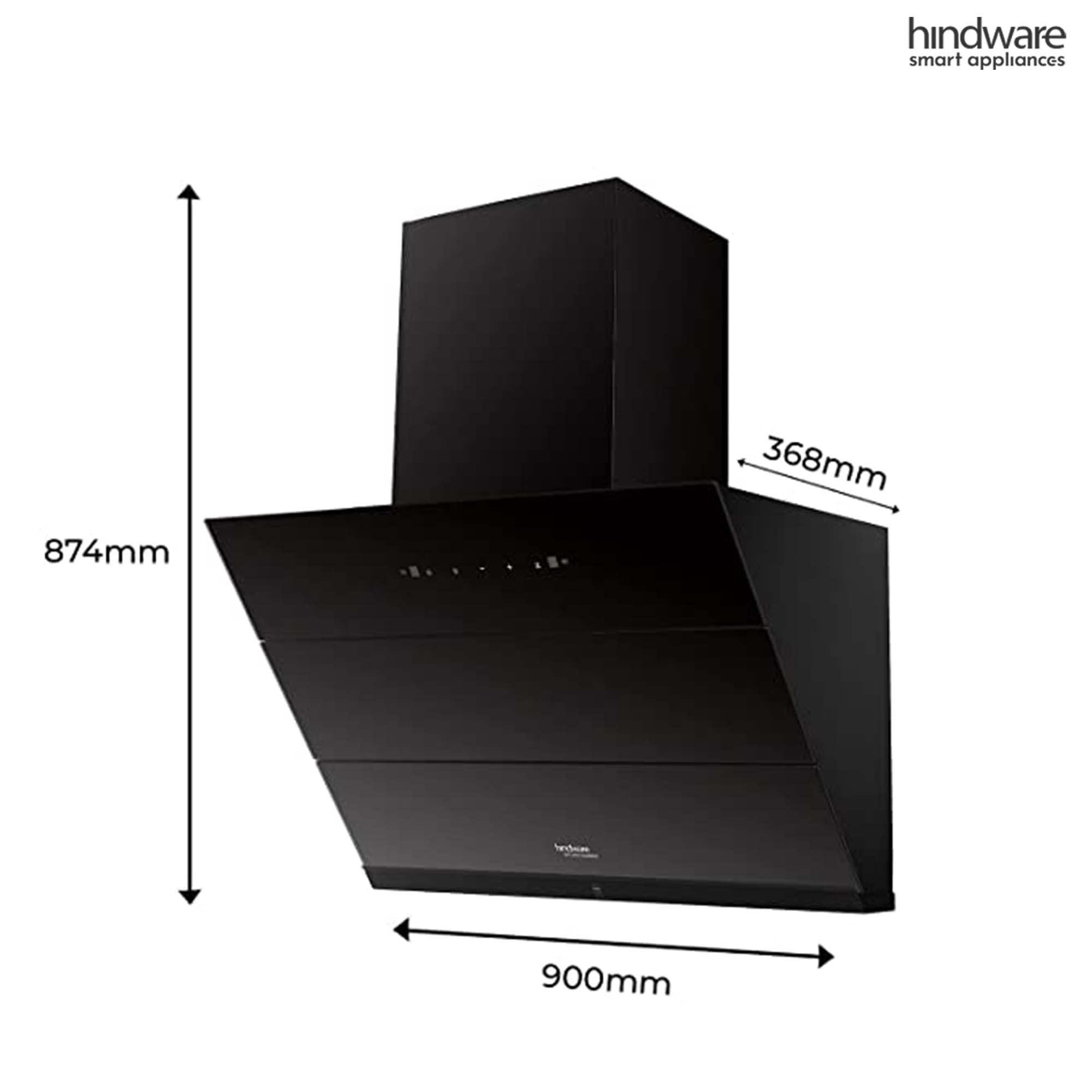 Hindware Skyla 90 cm 1350 m³/hr Auto-Clean Filterless Slant Kitchen Chimney (Touch Control, Black) 5