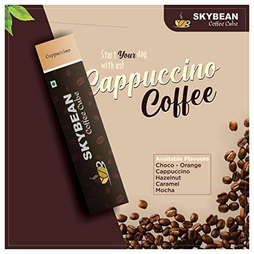 SKYBEAN Combo Pack CAPPUCCINO (Pack of 02) + HAZELNUT (Pack of 1) Coffee Cube - 100g each Pack 100% Pure Coffee, Suitable for Hot & Cold Coffee Drink 3