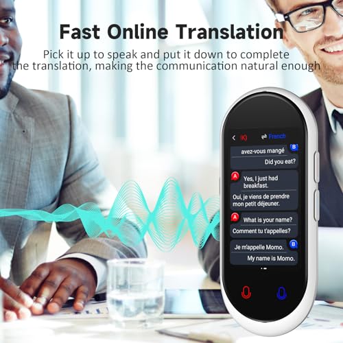 Language Translator Device, Instant Translator No WiFi Needed, 5-Way Portable Translator, Real Time 138 Languages and Accents with WiFi/Offline/Photo Support for Travel, Learning and Business (White) 4