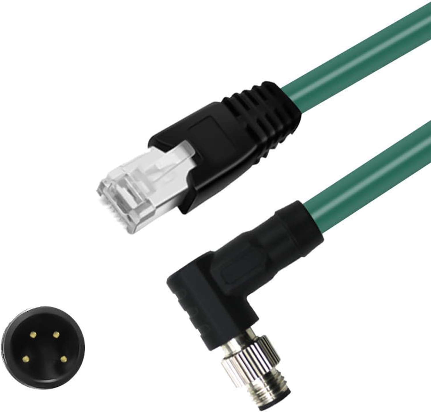 Pidwaok 90-Degree M8 to RJ45 Ethernet Cable, 4-Pin A-Coded IP67 Fieldbus Connector for Encoder, Sensor & Robotic Arm in High-Flex Drag Chains (Dark Green 4P-Male, 1 Meter) 1