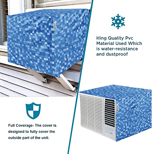 E-Retailer® Waterproof and Dustproof PVC Window Ac Cover Suitable for 1.5 Ton & 2 Ton (Color- Blue, Size-26x21.5x21.5 Inch) 3