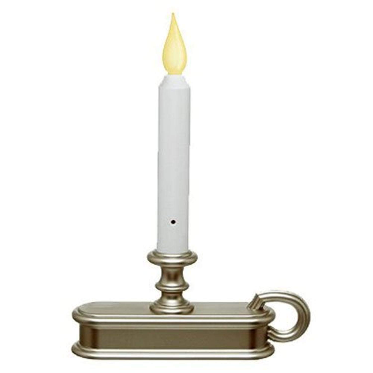 Window Candle with Light Sensor, Orange Flame, Pewter Base, FPC1225P 1