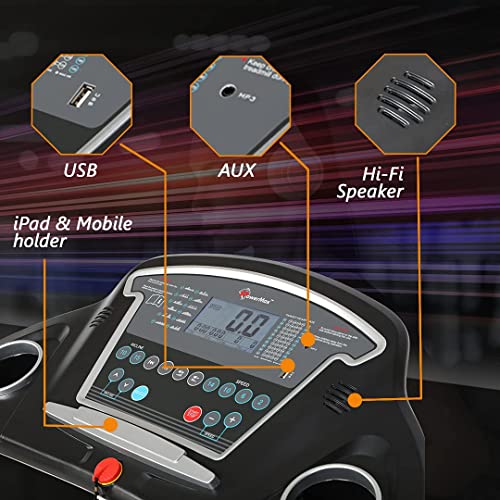 PowerMax Fitness TDA-230M (4HP Peak) Smart Folding Electric Treadmill with Auto Incline, MP3, Speaker, DIY and Virtual Assistance, Exercise Machine for Home Gym and Cardio Training 4