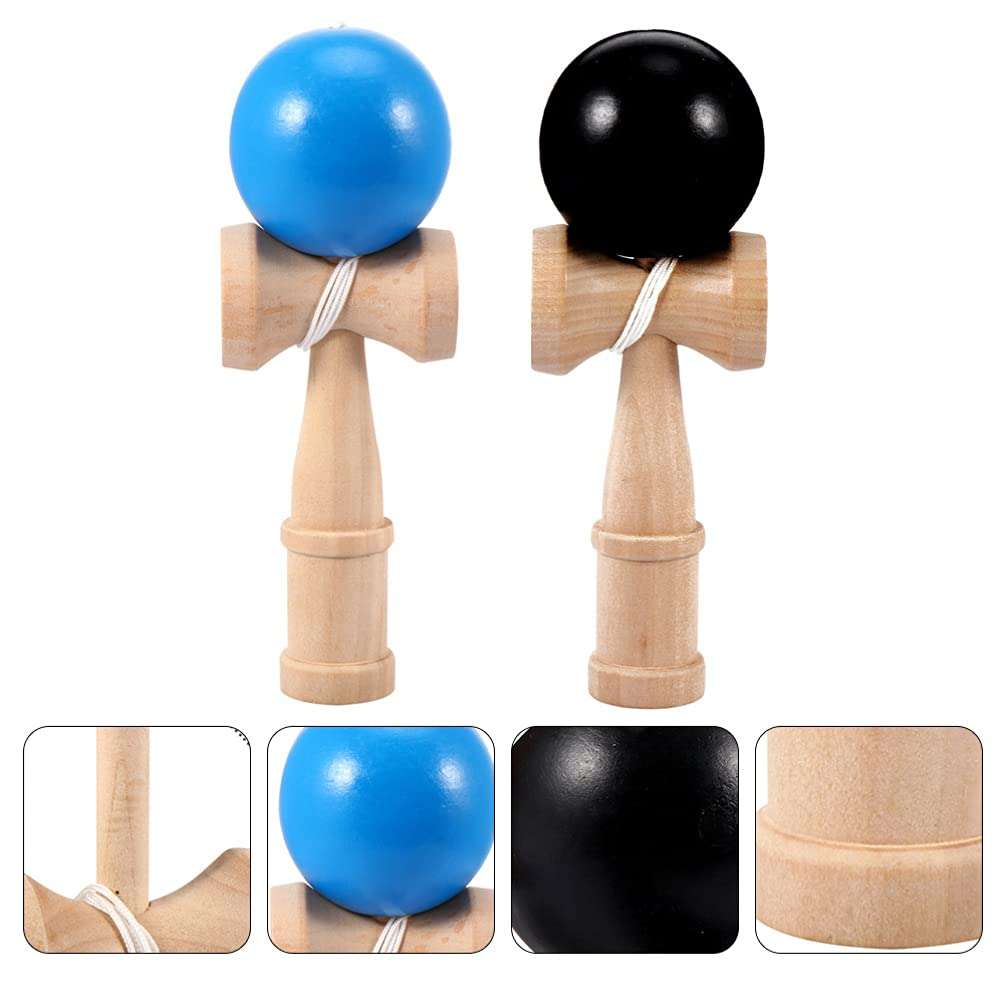 IMIKEYA 2pcs Wooden Kendama Toy with Ball Extra String Toss and Catch Ball Game Interative Toys for Parent and Child Indoor Toy 6