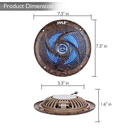 Pyle 6.5 Inch Marine Speakers - 2 Way IP44 Waterproof and Weather Resistant Outdoor Audio Stereo Sound System with Built-in Led Lights, 240 Watt Power and Low Profile Design - 1 Pair - PLMRLE64DK 3