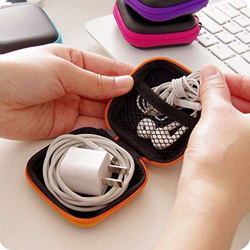 3NH® Earphone Wire Organizer Box(Without Earphone) Data Line Cables Storage Box Case Container Organizer Coin Box 8Cm : Orange 1