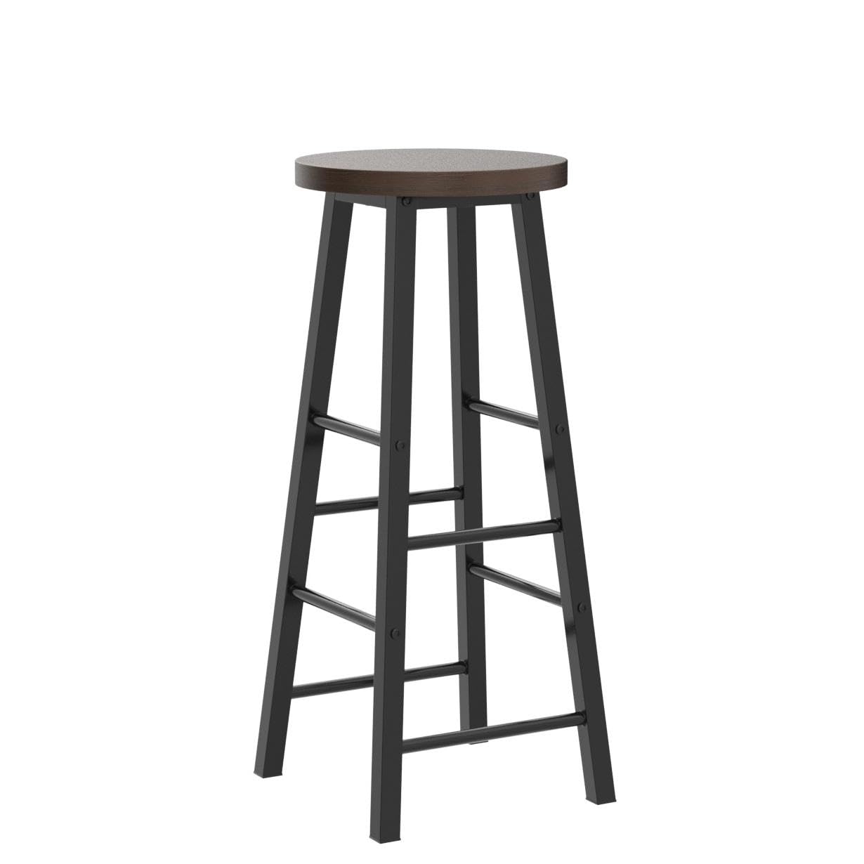 INDIAN DECOR. 45170 Breakfast Kitchen Counter Bar Stools 1 PCS MDF Seat Seat Bar Chairs Metal Legs Barstools Dark Beech High Stools 4