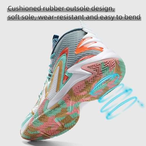 VITIKE Men's Air Cushioning Basketball Shoes Sneakers Men Breathable Mid Top Tennis Running Shoes Fashion Arch Support Team Training Shoes Non-Slip 5