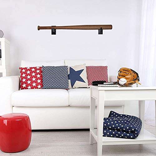 HAI+ Wall Mount Horizontal Baseball Bat Display Case, Softball Bat Hanger Holder and Organic, Bat Souvenir Stand, Bat Storage Shelf (Black Wood) 2