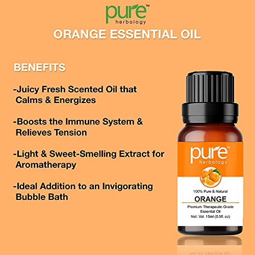 Pure Herbology Orange Essential Oil Pure, Natural & Undiluted Therapeutic Grade for Skin, Hair, Body, Face and Good Vibes, 15ml 4