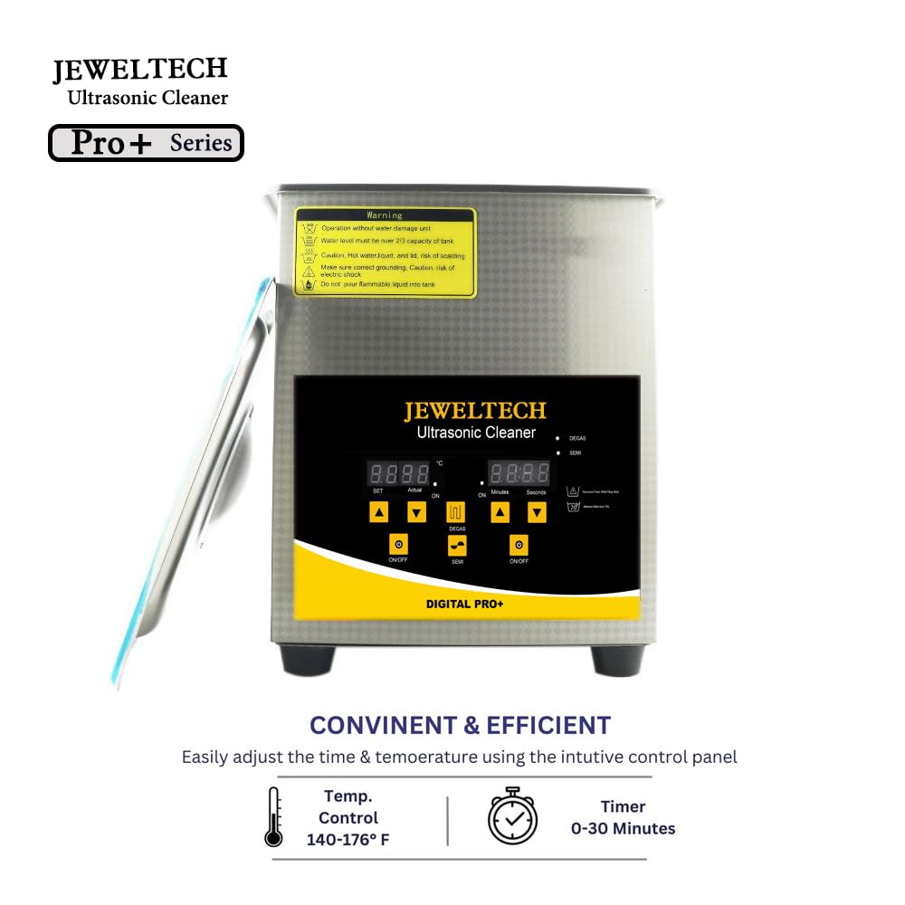 JEWELTECH Digital Pro+ Ultrasonic Cleaner Machine, 2L Capacity, Professional Grade, 42000kHz, Digital Timer and Heater, for Jewelry, Dental Tools, Optical Instruments, Lab Equipment (2L) 5