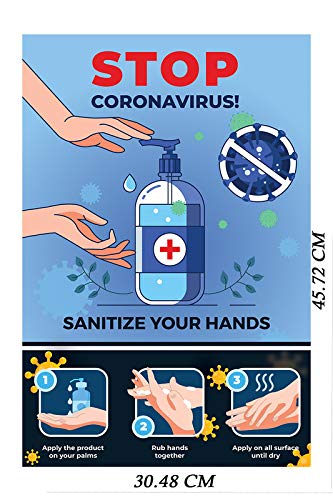 Yellow Alley Coronavirus Poster - Sanitize Your Hands poster -Posters for Hospitals, Cabins, Industries|Awareness Posters|Poster For Public Places|Medical Poster|Self Sticky 240 GSM Poster 2