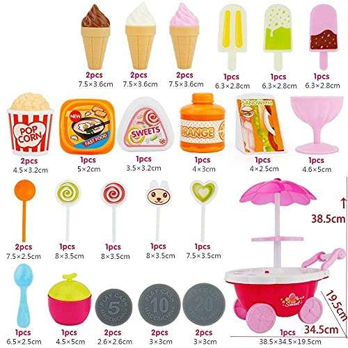 E-ROYAL SHOP Ice Cream Kitchen Play Cart Kitchen Set Toy With Lights And Music 5