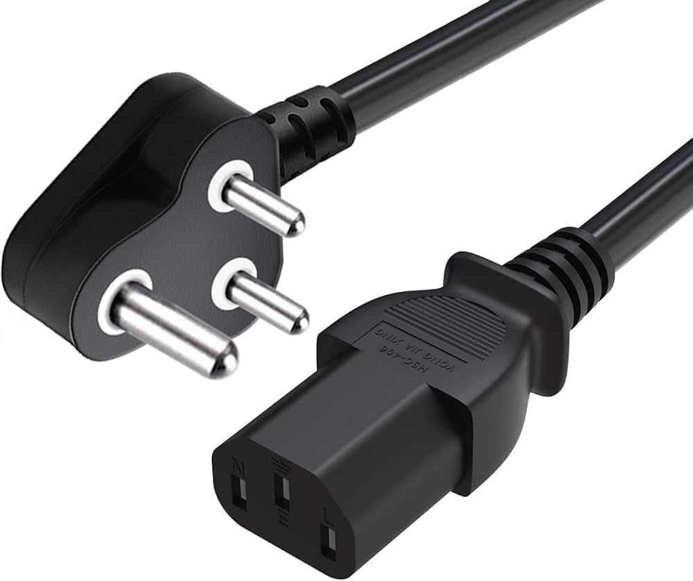 Universal Replacement 3-Pin Desktop Power Cable for Desktop, 1M, Black.