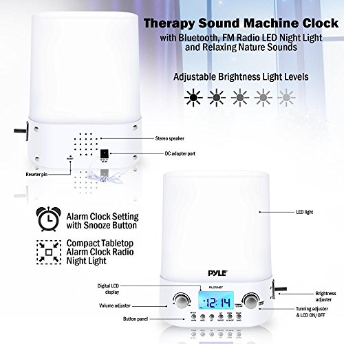 Pyle Bluetooth Radio Alarm Clock - Built-in Speakers Time Date Display LED Light Lamp Sunrise Sunset Deep Sleep, Relaxation, Meditation includes Power Adapter - PILCR34BT_0 4
