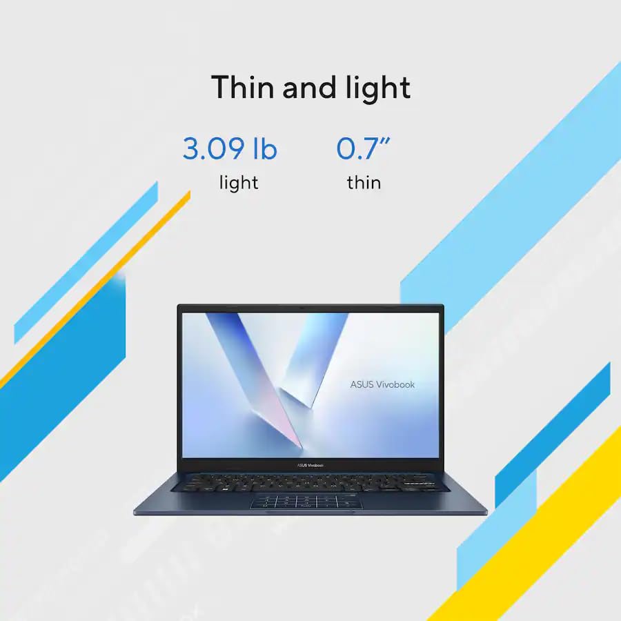 ASUS Vivobook 14 14 inch FHD Display Laptop, Intel Core 5 120U, Intel Graphics, 12GB RAM, 512GB SSD, Wi-Fi 6, Bluetooth, Copilot AI, Win11 Home in S Mode, Quiet Blue with HEXAccessories 4