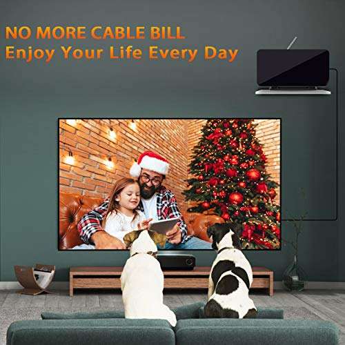 2021 Digital HD Indoor Antenna 200+ Miles Long Range with Powerful Built-in Amplifier,HD TV Antenna with 19.6ft Long Coax Cable,Support All Television for Free Local Channels 4K 1080P VHF UHF 3