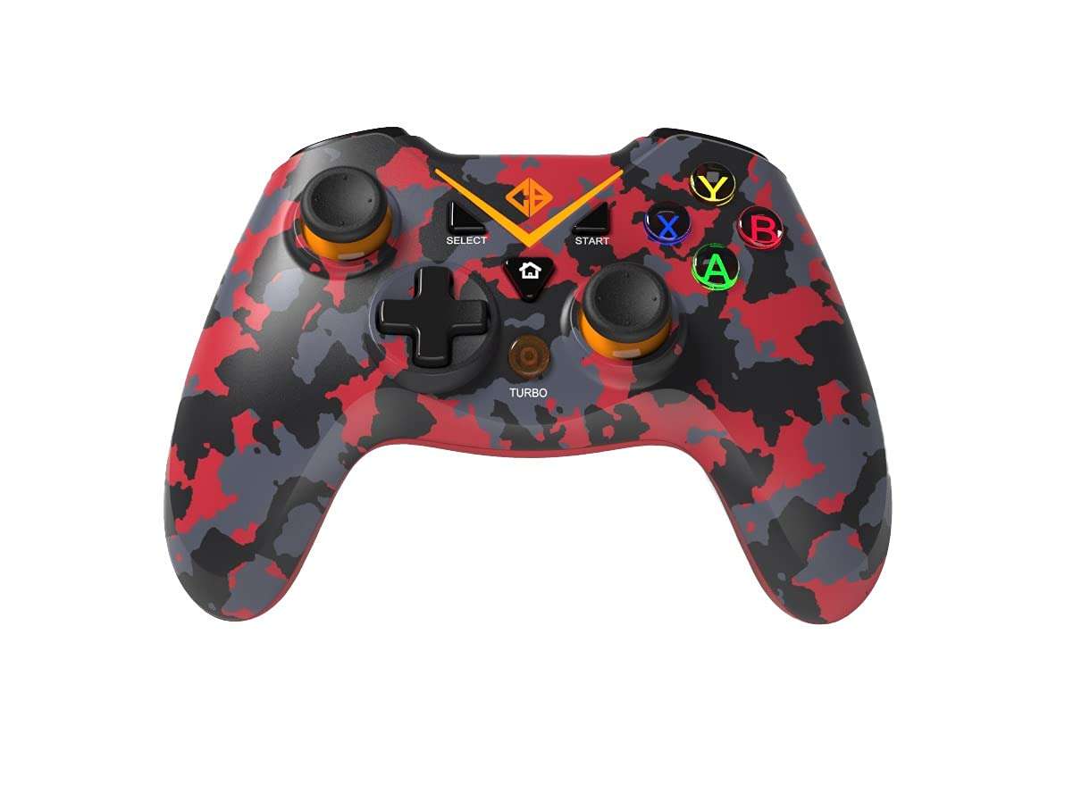 Cosmic Byte C3070W Nebula 2.4G Wireless Gamepad for PC/PS3 supports Windows XP/7/8/10, Rubberized Texture (Camo Red) 2