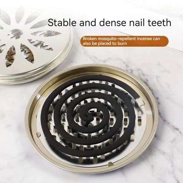 Aryavarte Mosquito Coil Incense Burner with Cover Stainless Steel Mosquito Sandalwood Tin for Home and Outdoor Metal Mosquito Coils Repellent Rack Insect Killer Incenses Burner Holder Stand 6