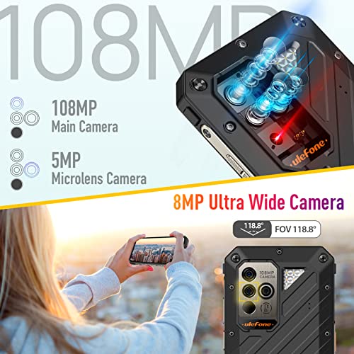 Ulefone Power Armor 19 Rugged Smartphone, 17GB+256GB, 9600mAh, 108MP Main Camera, Multi-Use Temperature Measurement, MTK Helio G99, 6.58” FHD+, QI 15W Wireless Charging, 66W Fast Charge, GPS 3