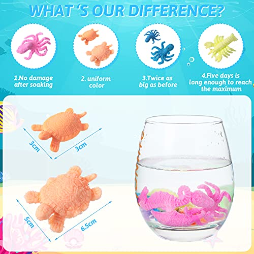 48 Pieces Water Growing Animals Toys Aquatic Animals Toys Set Water Growing Sea Creatures Aquatic Sea Creatures Toy Colorful Water Expanding Sea Creatures for Boys Girls Party Favors, 1.8 x 1.2 Inches 3