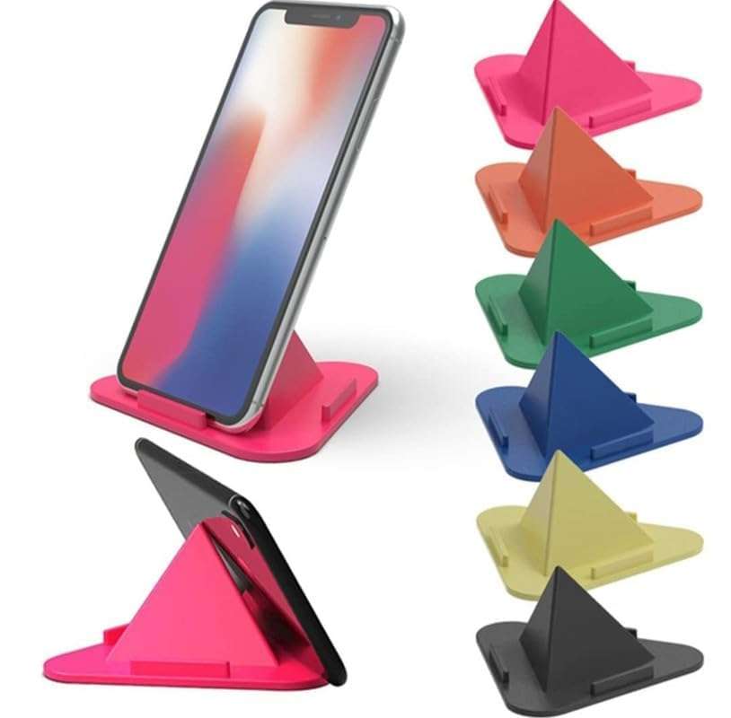 Univeral Portable Three-Sided Pyramid Shape Desktop/Table Mobile Holder Stand Compatible with All Mobile Phone(Multi Color) (Pack of 5) 5
