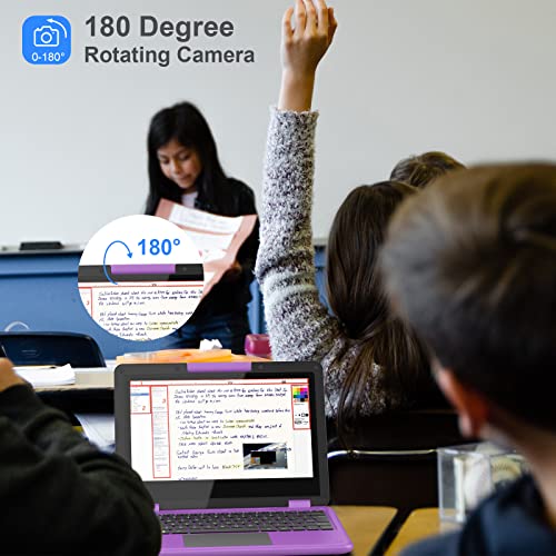 AWOW 2 in 1 Touchscreen Laptop with Stylus, 11.6" FHD Purple Intel 4 Core Celeron N4120 Processor Windows 11 OS 6GB RAM 256GB M.2 SSD Storage Kids Convertible Laptop 6