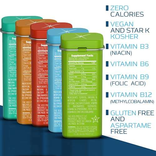 Viter Energy 40mg Caffeine Mints - Sugar Free, B Vitamins, Vegan, Boosts Fast Energized Alert Focus, Caffeinated Nootropic Supplement Pills (Variety Flavors, 20pcs, 5 Pack, 100pcs Total) 4