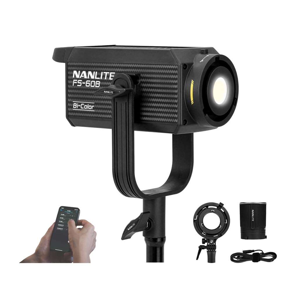 NANLITE FS-60B 70W Bi-Color LED Spotlight, Compact Camera Mount Photography Continuous Lighting with APP Control, CRI≥96 TLCI≥97, for YouTube Studio, Filmmaking, Live Streaming 2