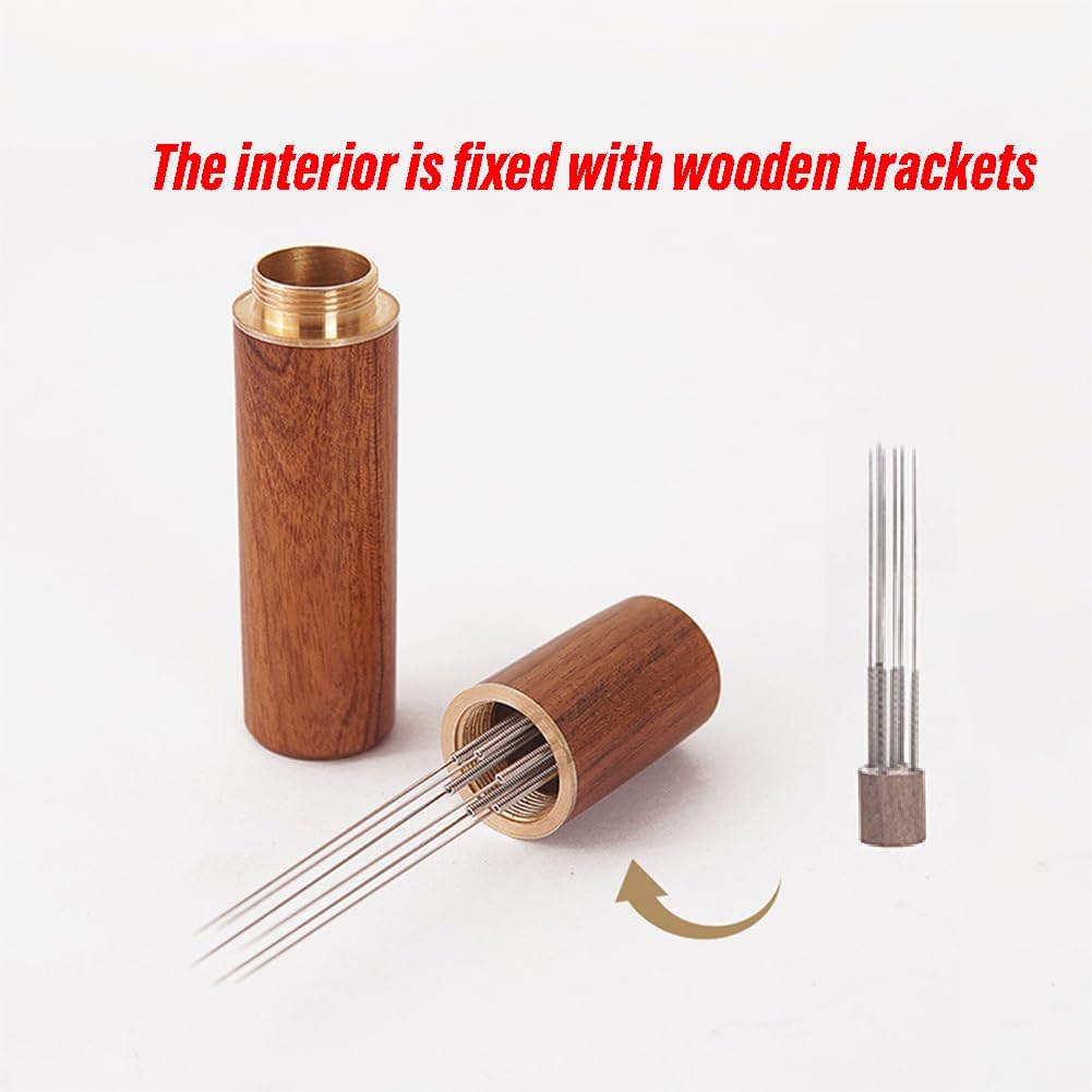 Navneetpriya Espresso Coffee Needle Stirrers, 8 Needles 304 Stainless Steel with Natural Wood Handle & Stand | Coffee Accessories for Espresso Stirring and Distribution 4