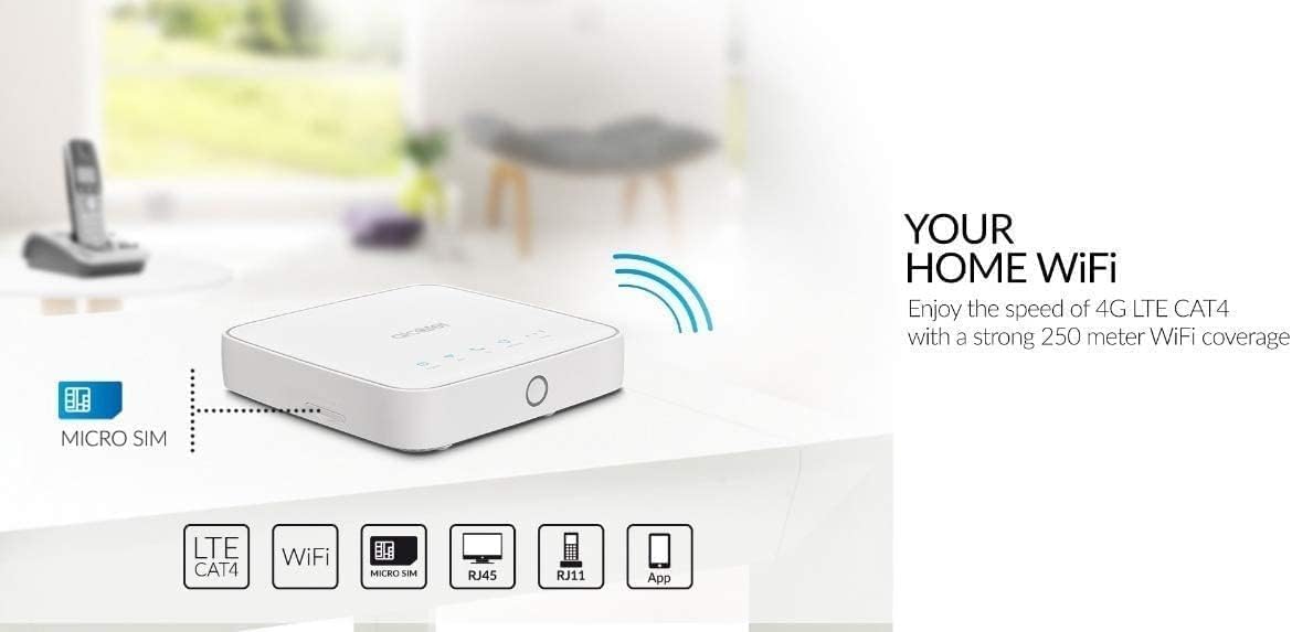 Router Alcatel Link Hub 4G LTE Unlocked Worldwide HH41NH Multibam 150 Mbps Wi-Fi (4G LTE Canada Latin Caribbean Euro Asia Africa) + RJ45 Up to 32 Users w/ 2 Antennas 3