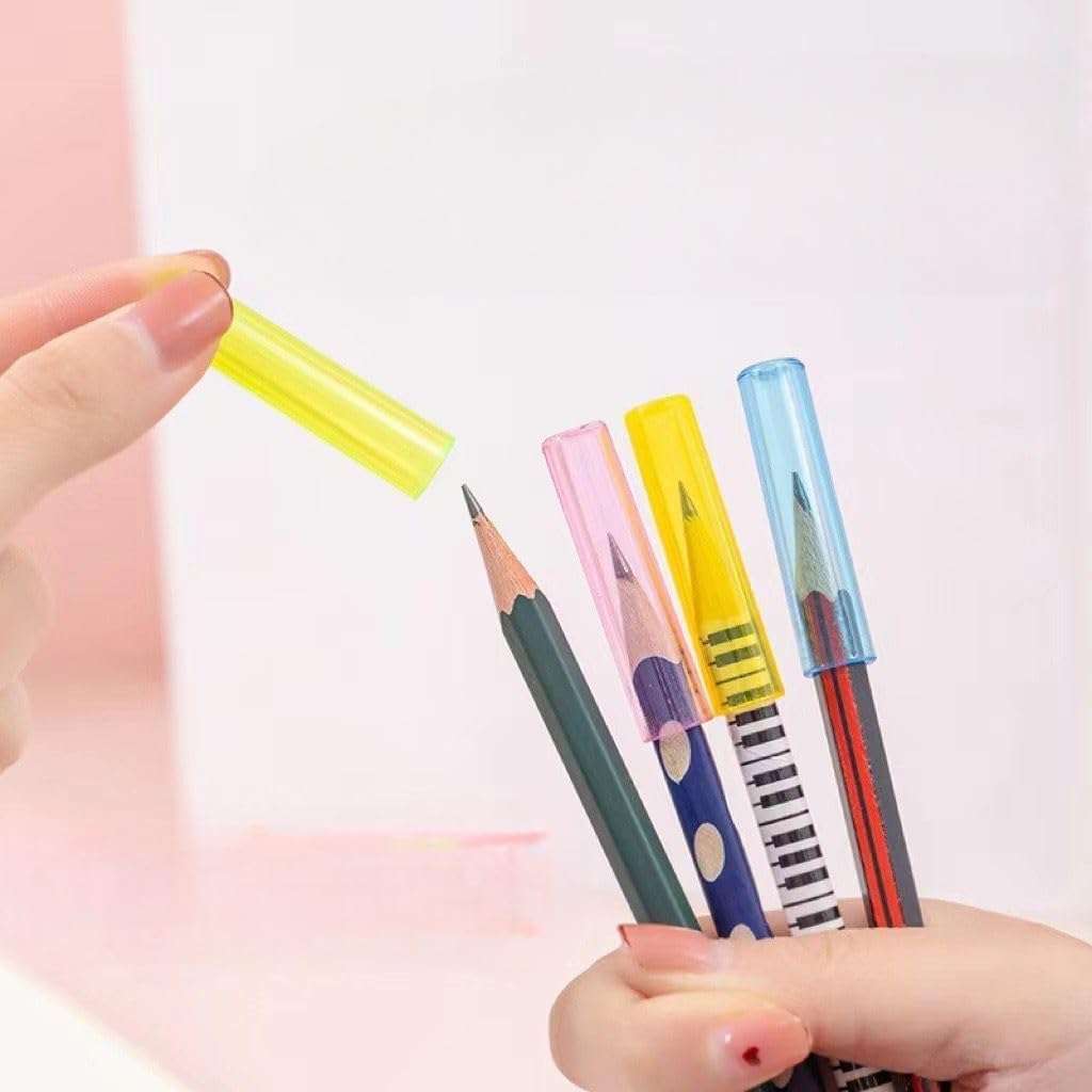 BHAVRUTT 10 Pcs Colorful Plastic Pencil Caps | Pencil Tip Protectors & Extender Holders | pencil holders Stationery Supplies for Students, School & Office Use (PACK OF 10) 6