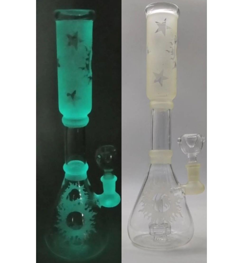 STRONG BONG Glow-in-the-dark Glass Bong | Size: 12" (30cms) | In-Bulit Percolator | Smoking Waterpipe 5