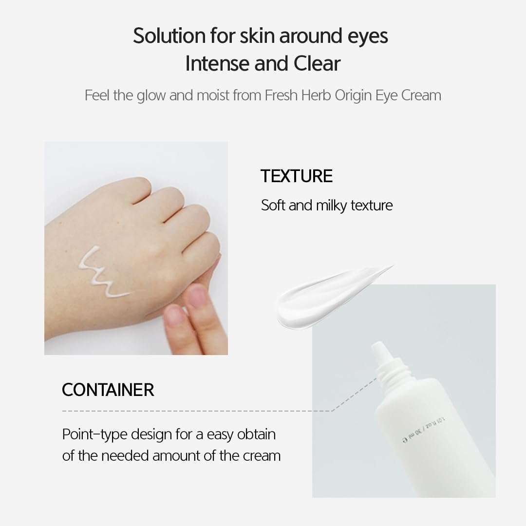 NACIFIC Fresh Herb Origin Eye Cream 1.01fl.oz 30ml for Wrinkles, Dark Circles & Puffiness – Hypoallergenic Korean Skincare with Niacinamide – Moisturizing & Brightening Eye, Mouth & Neck Cream 5