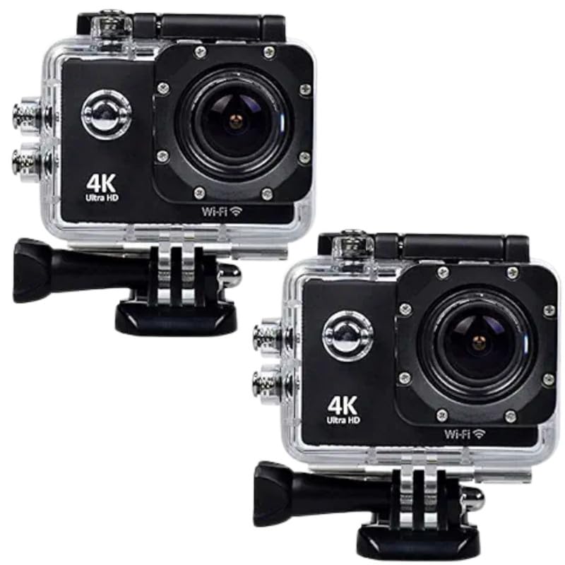 Drumstone Combo Pack of 2 Items - 1 Years Warranty 4K Action Camera Ultra HD 170D Wide Angel Video 1080 Camera, Dual 2 Inch LCD 16 MP Image Sensor 170 Wide-Angle Lens| for Vlog & Travel 1