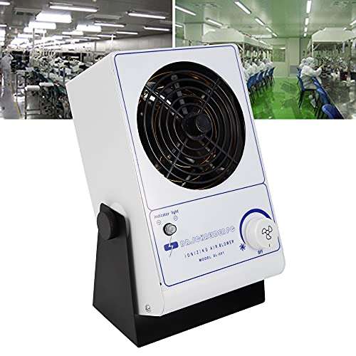 Ionizing Air Blower 110V Static Eliminator Fan 60HZ Antistatic Ionizer ESD Static Electricity Elimination Eliminator Fan Anti Electrostatic Ion Blower Adjustable Wind Speed 5