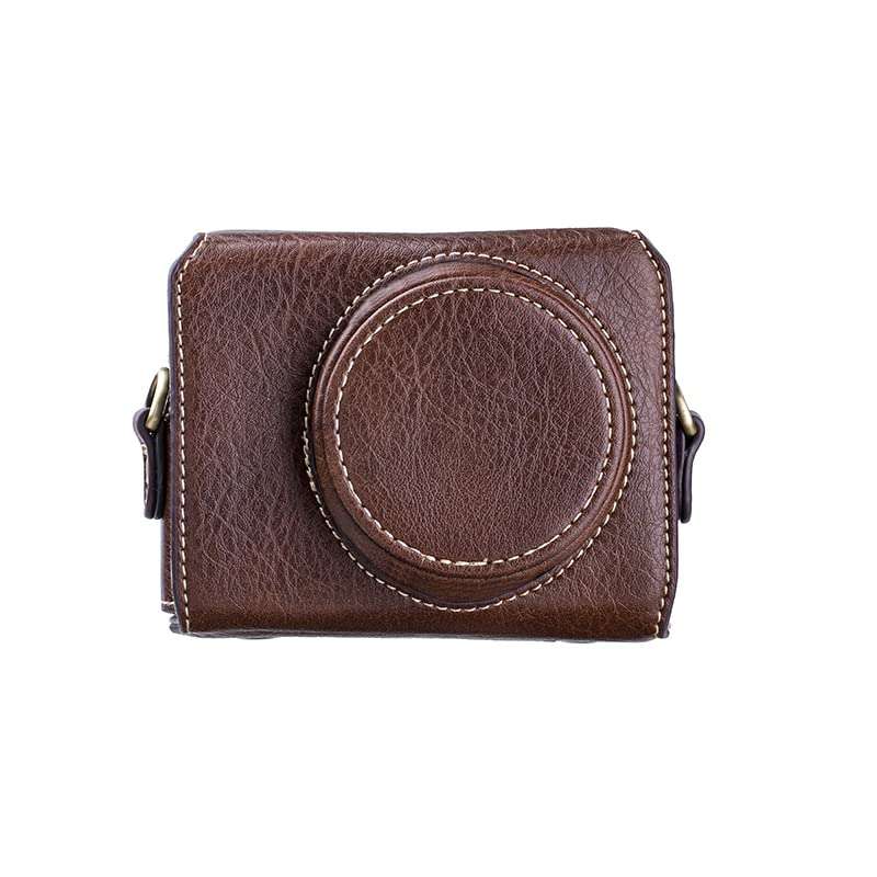 BolinUS Premium PU Leather FullBody Camera Case Bag Cover for Sony ZV-1 ZV1 With Neck Strap (Brown) 2