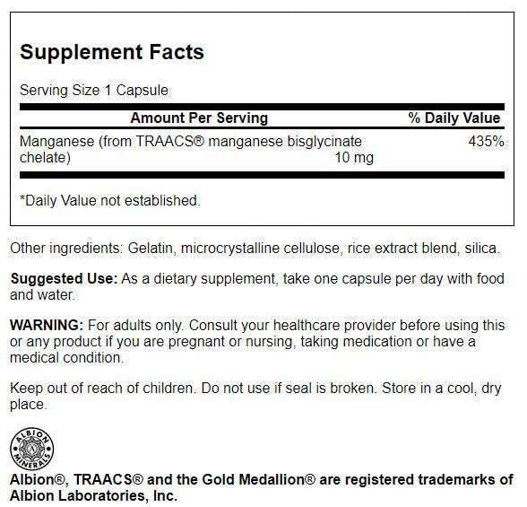 Swanson Albion Chelated Manganese 10 Milligrams 180 Capsules (2 Pack) 3