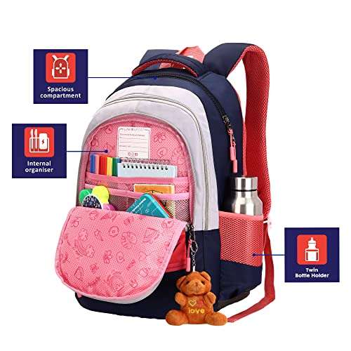 Lavie Sport Lily 40 Ltrs Stylish Backpack | School College bag for girls (Navy) 2