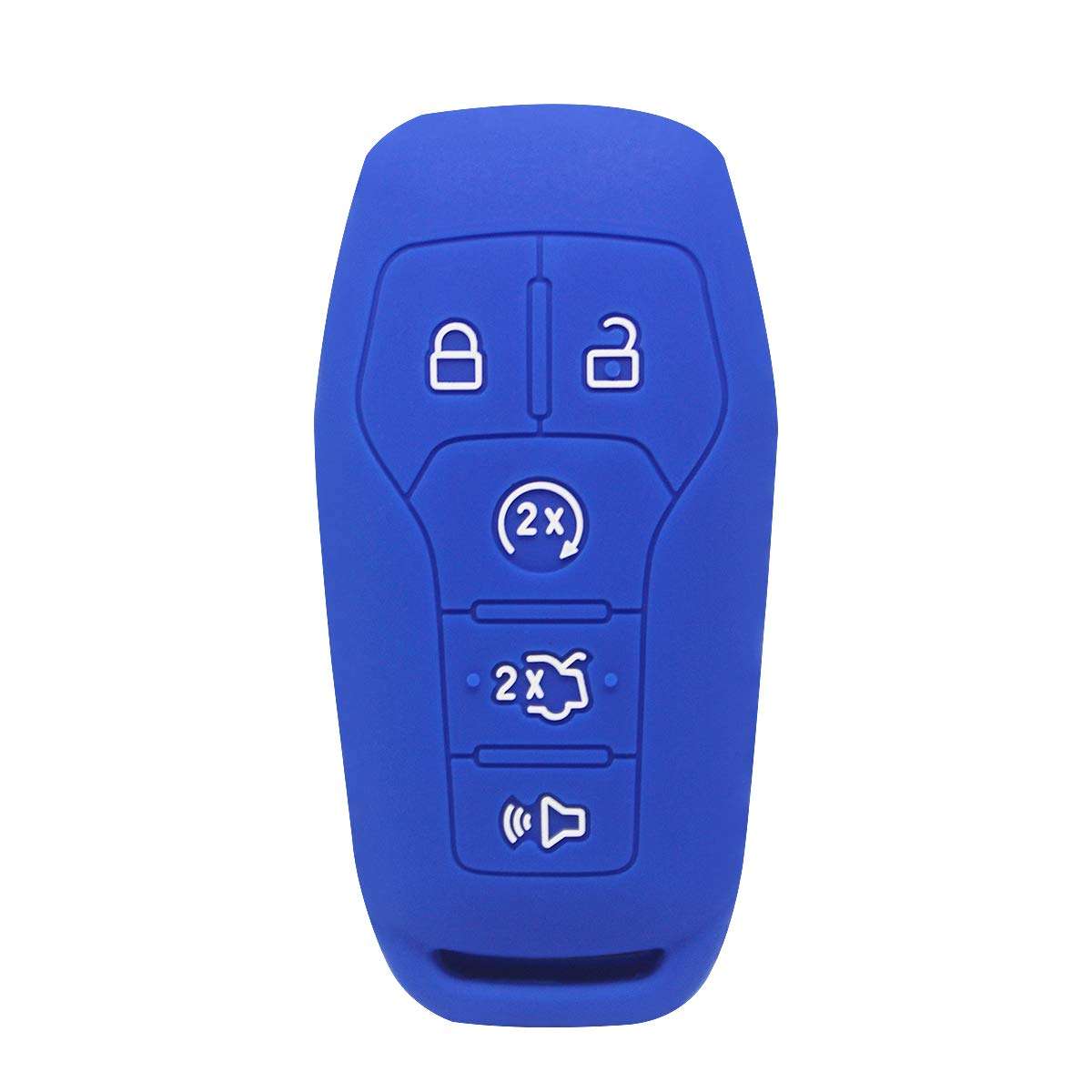 BTSMONE Silicone Key Fob Cover Case Skin Jacket for Ford F-150 Lincoln Fusion MKZ Mustang MKC 5 Buttons Smart Key Blue 1