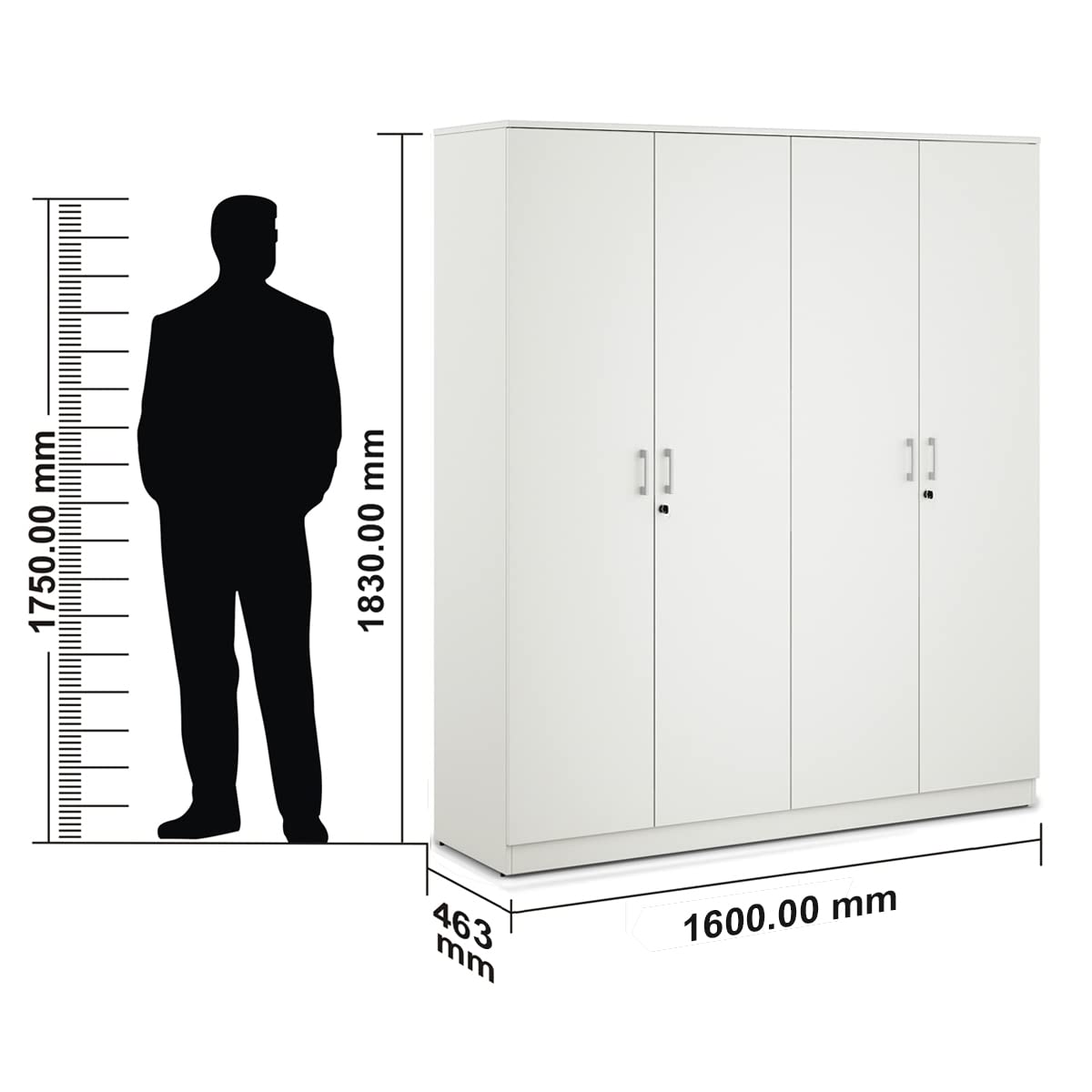 HomeTown Prime Engineered Wood Four Door Wardrobe in White Colour 4