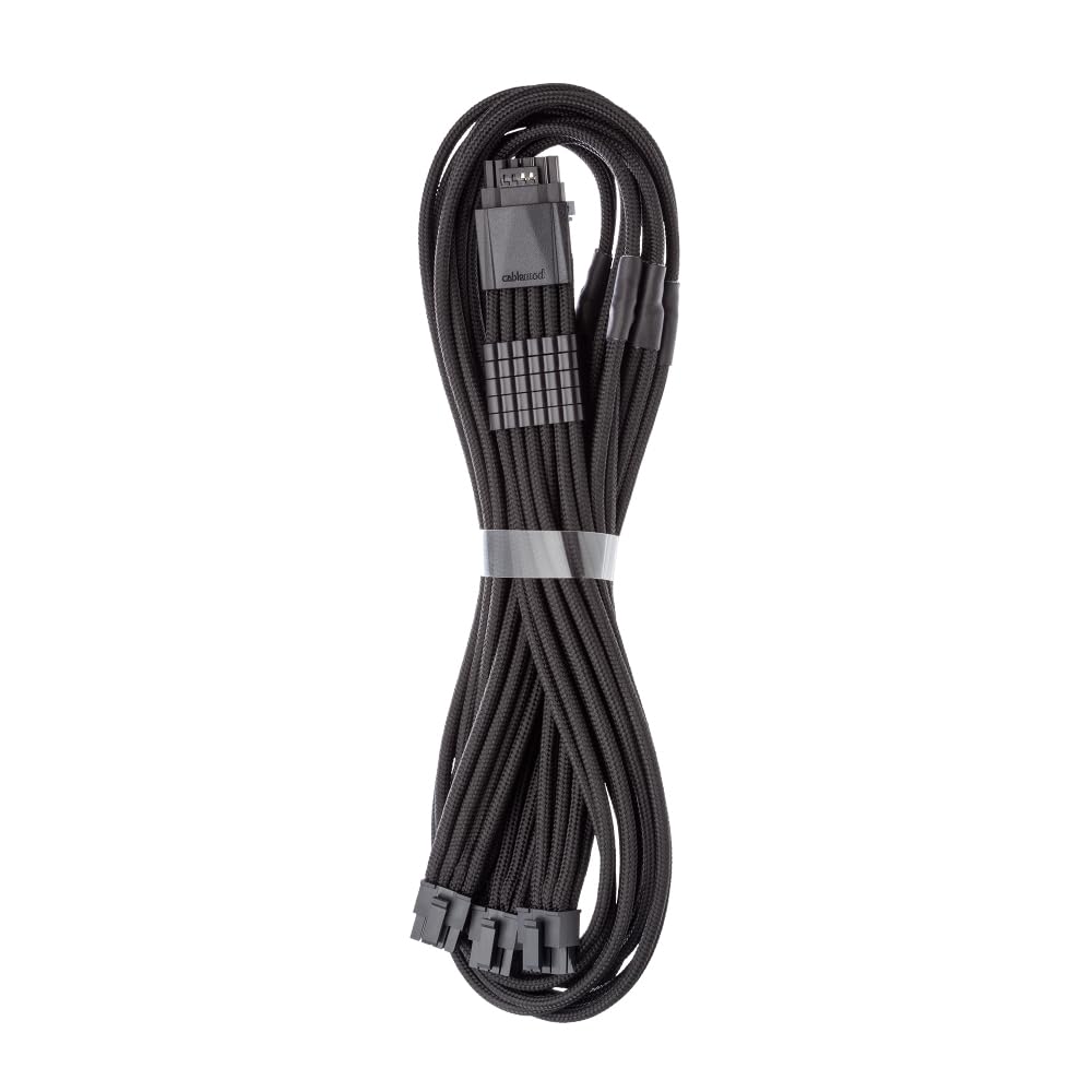 CableMod C-Series Pro ModFlex Sleeved 12V-2x6 12VHPWR StealthSense PCIe Cable for Corsair Type 5 RMX Shift (16 to 3 x 8-pin, Black) 1