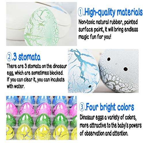 12Pcs Hatching Growing Dinosaur Eggs Toys, Dinosaur Egg That Hatch in Water, Kids Novelty Toy Science Kits for Easter Basket Stuffers, Easter Egg Hunt Easter Party Favors Classroom Prize Toys 4