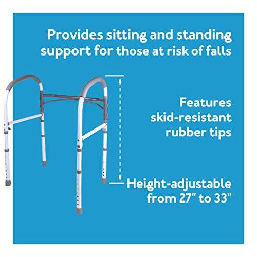 Carex Toilet Safety Rails, Adjustable and Detachable Toilet Safety Frame with Handles for Elderly, Handicap, or Disabled, Heavy-Duty Non-Slip Bathroom Grab Bar, with Padded Handles and Aluminum Frame 6