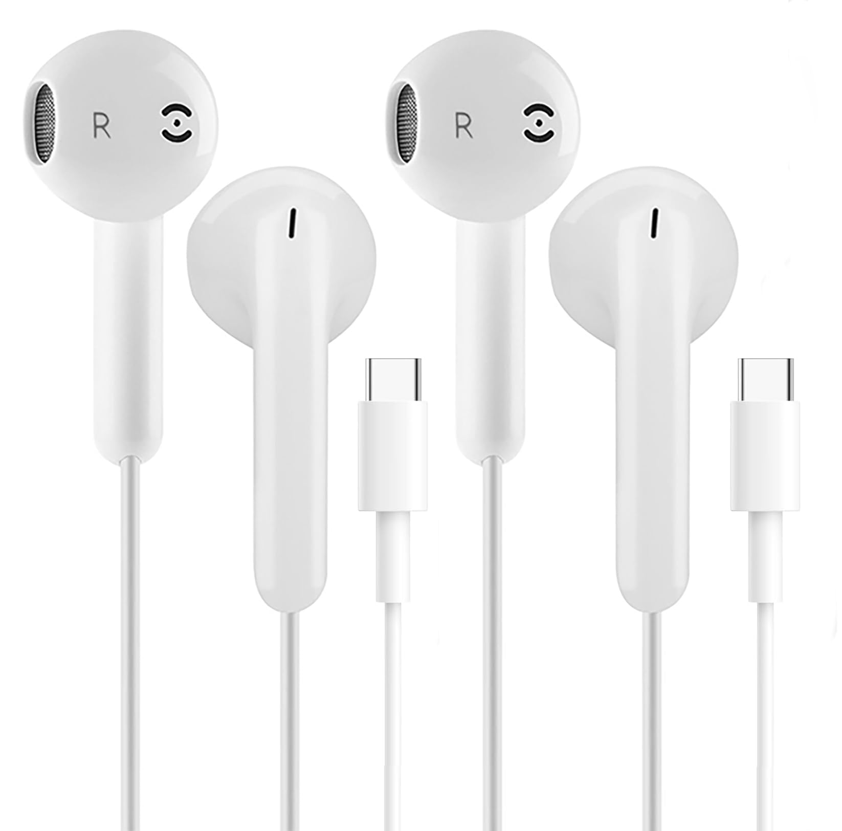 2 Pack USB C Headphones Earbuds for Apple iPhone 16/15/iPad Pro, Type C Earbuds Wired Earphones with Microphone & Remote Control Noise Cancelling in-Ear Headset for Samsung Galaxy,Pixel 7/6/6a/5/4